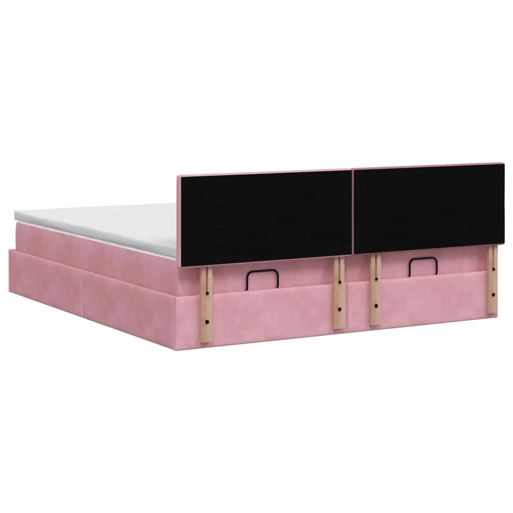 Letto ottomano con materasso con testiera 2 pcs Rosa Velluto 3456737
