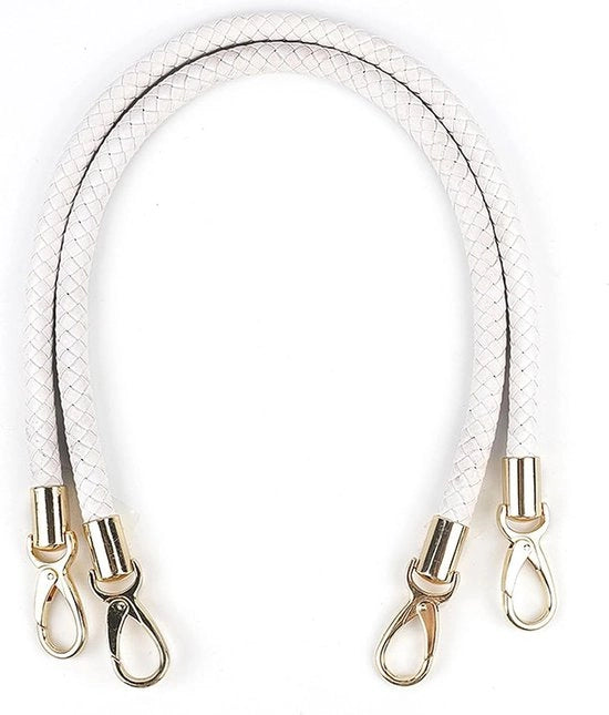 Due pezzi di cintura di pelle PU 60CM intreccio di corda cinture di mano sostitutivi per borse e borse a spalla con 2 ganci a forma di carabina d'oro - Ideale per accessori DIY