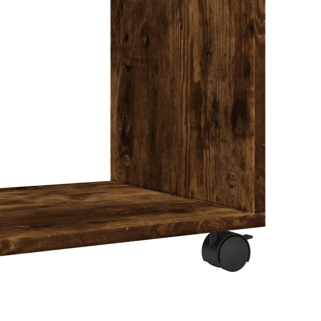 Tavolino con Ruote-Tavolino da soggiorno-Tavolo Rovere Fumo 70x35x60 cm in Truciolato