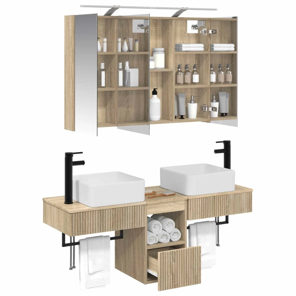 Set di Armadi da Bagno 4 pcs Rovere Sonoma 100 x 14,5 x 70 cm 3406297