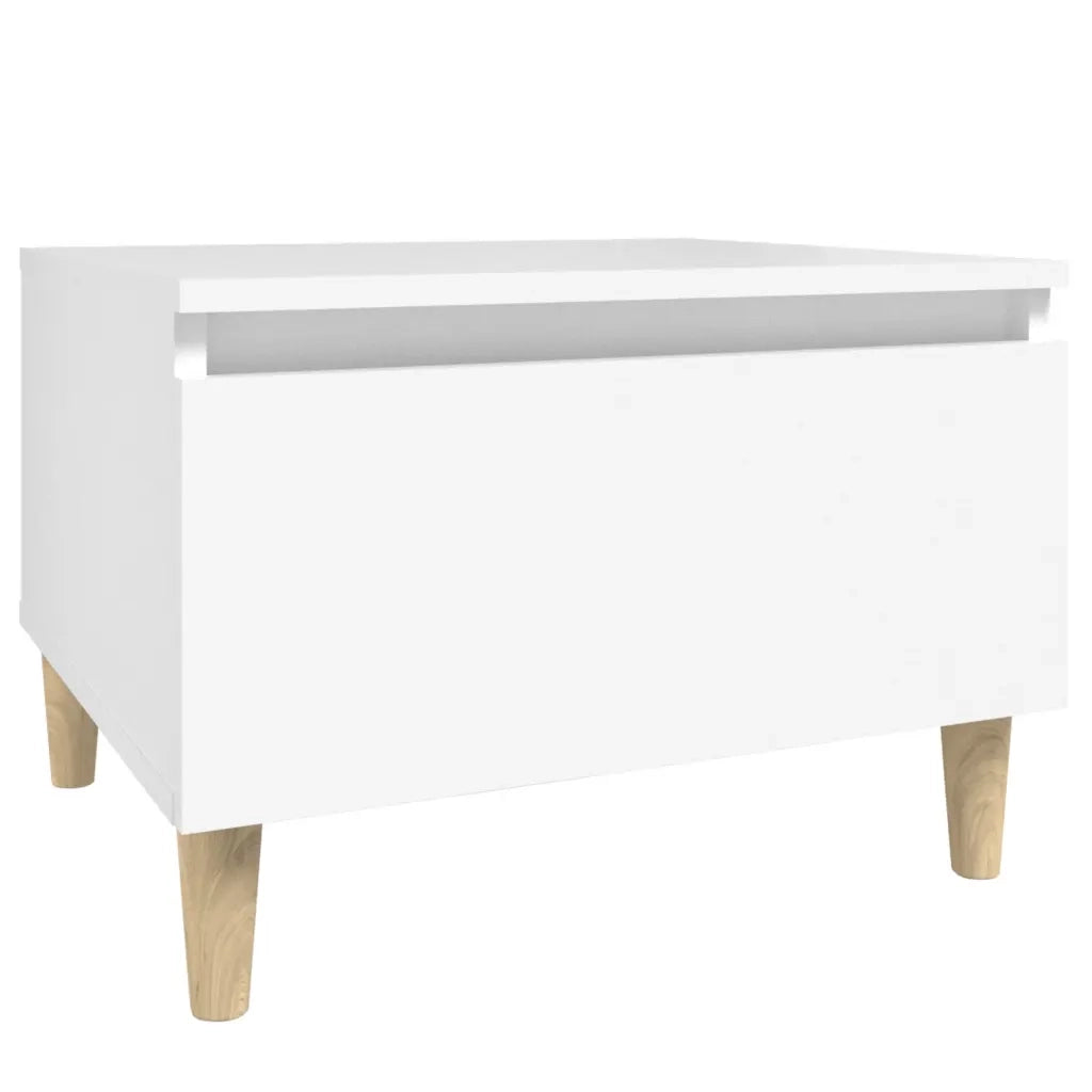 Tavolini Bianchi 2 pz | Tavolo laterale 50x46x35 cm in Legno Multistrato