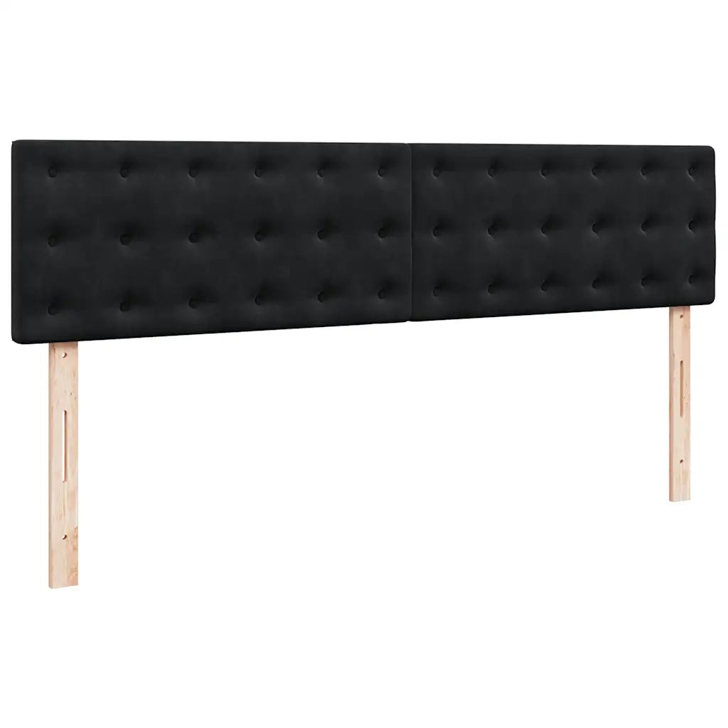 Struttura Letto Pouf con Materasso Nero 160x200 cm in Velluto 3312778