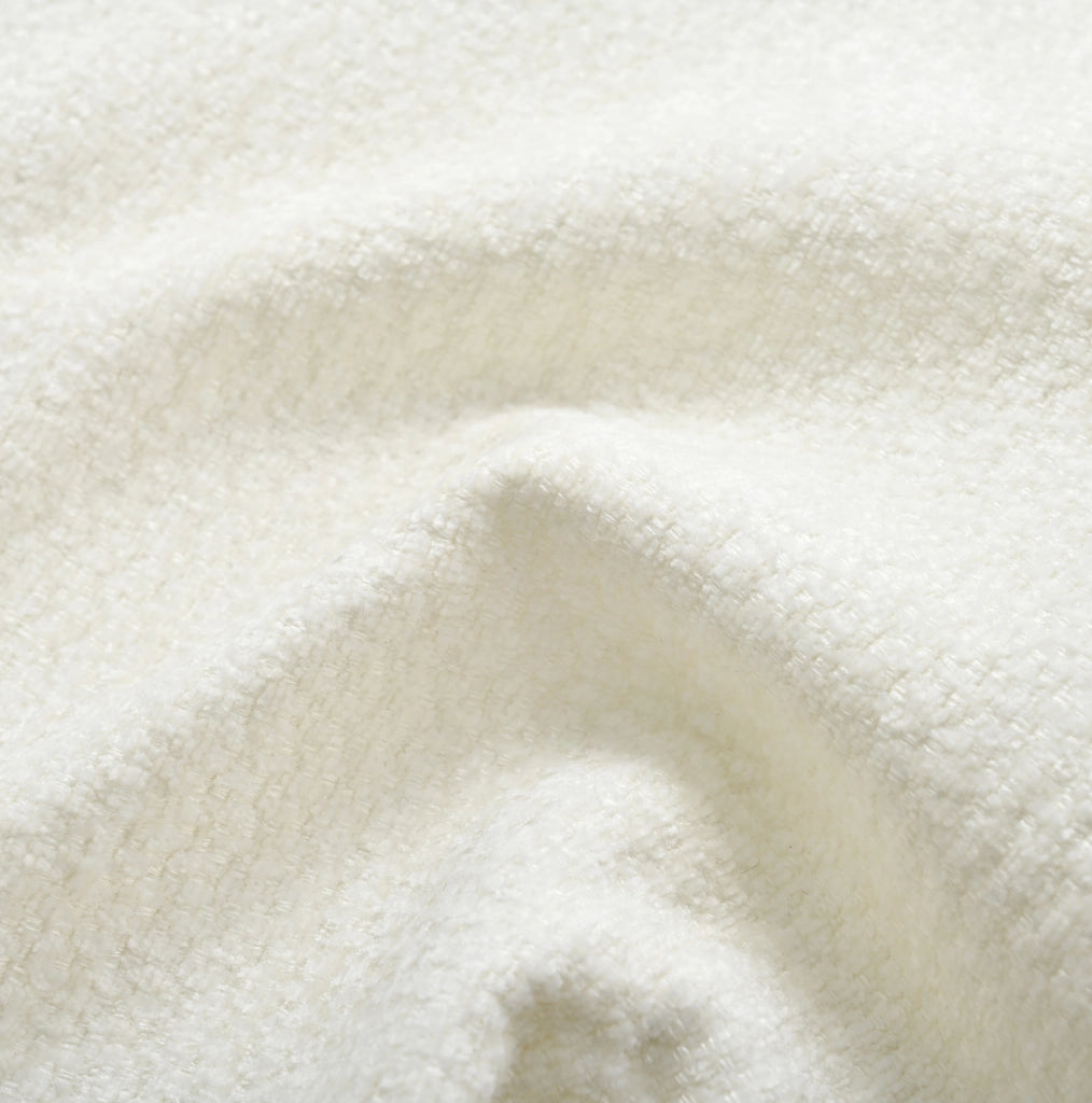 Divano angolare ULEVR 222,5x154,5 cm in ciniglia beige con ottomana separata e 2 cuscini