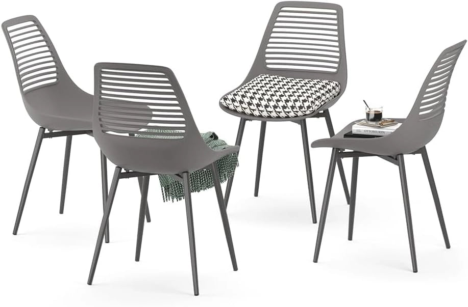 OK-Living Sedia da giardino Sedia da terrazza Sedia da balcone Klaas grigio Sedia ergonomica Set di 4