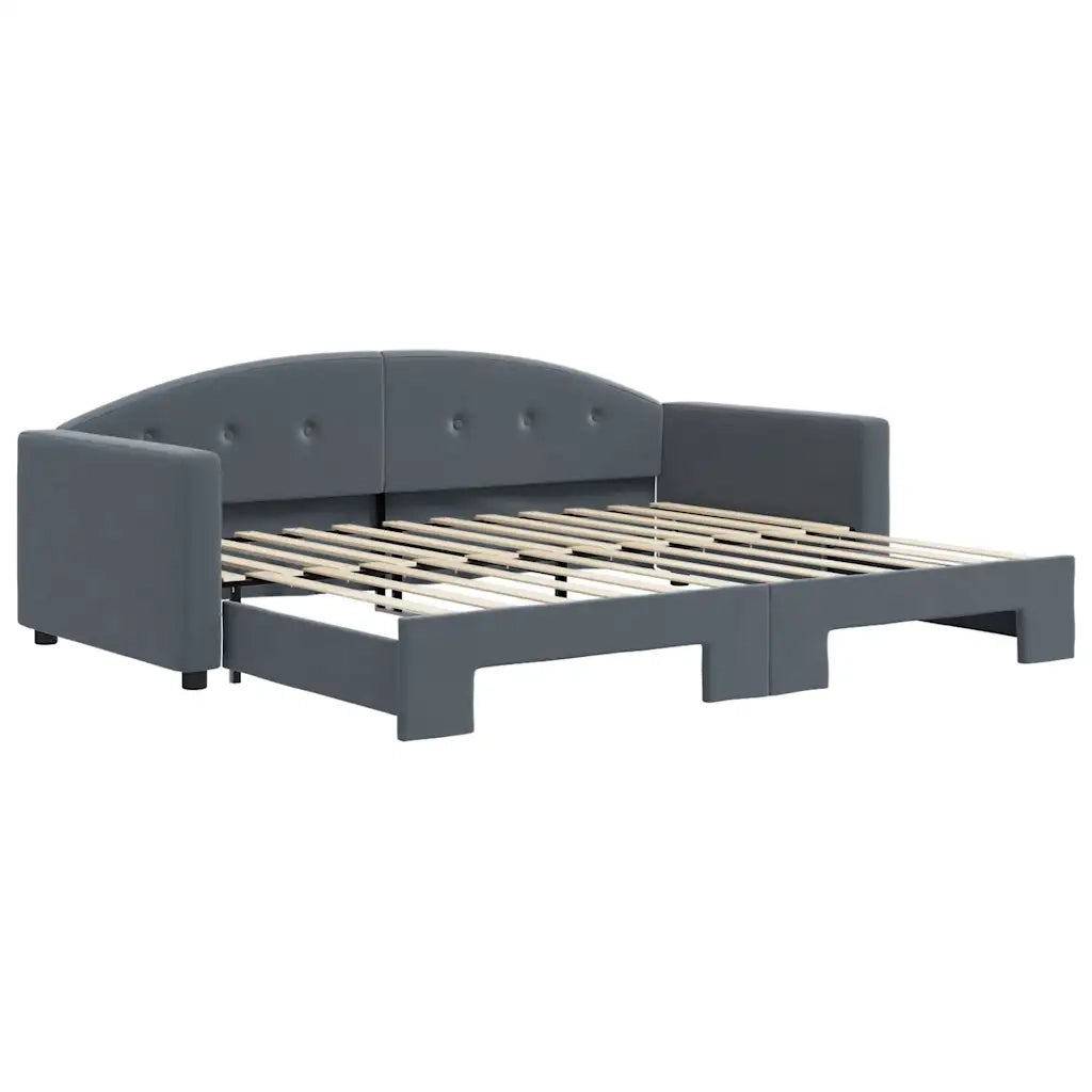 Divano Letto con Letto Estraibile Grigio Scuro 90x200cm Velluto 3197302