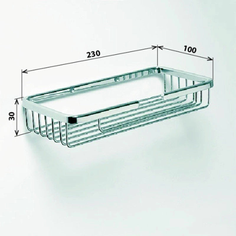 CYTRO portasapone rettangolare in ottone cromato 23x 10x 3cm