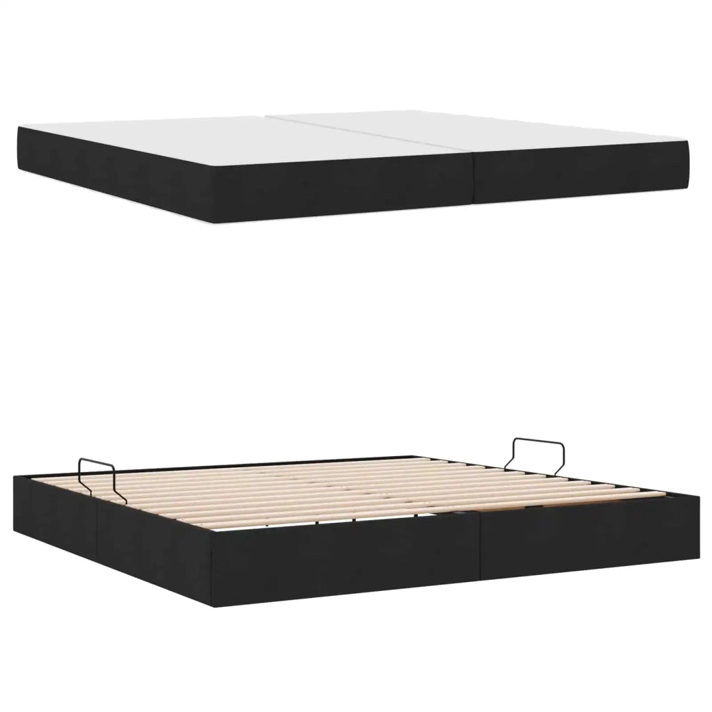 Letto con contenitore e materasso Nero 200 x 200 cm Poliestere
