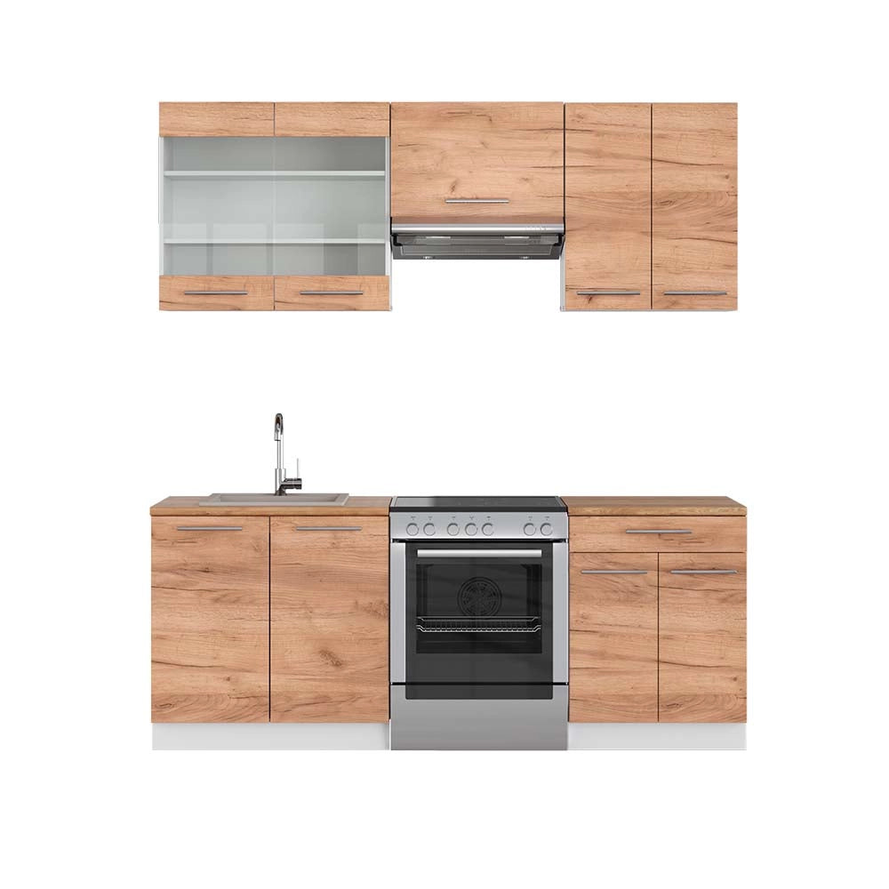 Cucina componibile Fame-Line Rovere dorato/Bianco 200 cm, PL Rovere Vicco