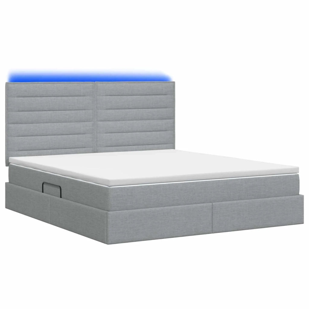 Letto con contenitore LED e materasso Grigio Chiaro 3459885