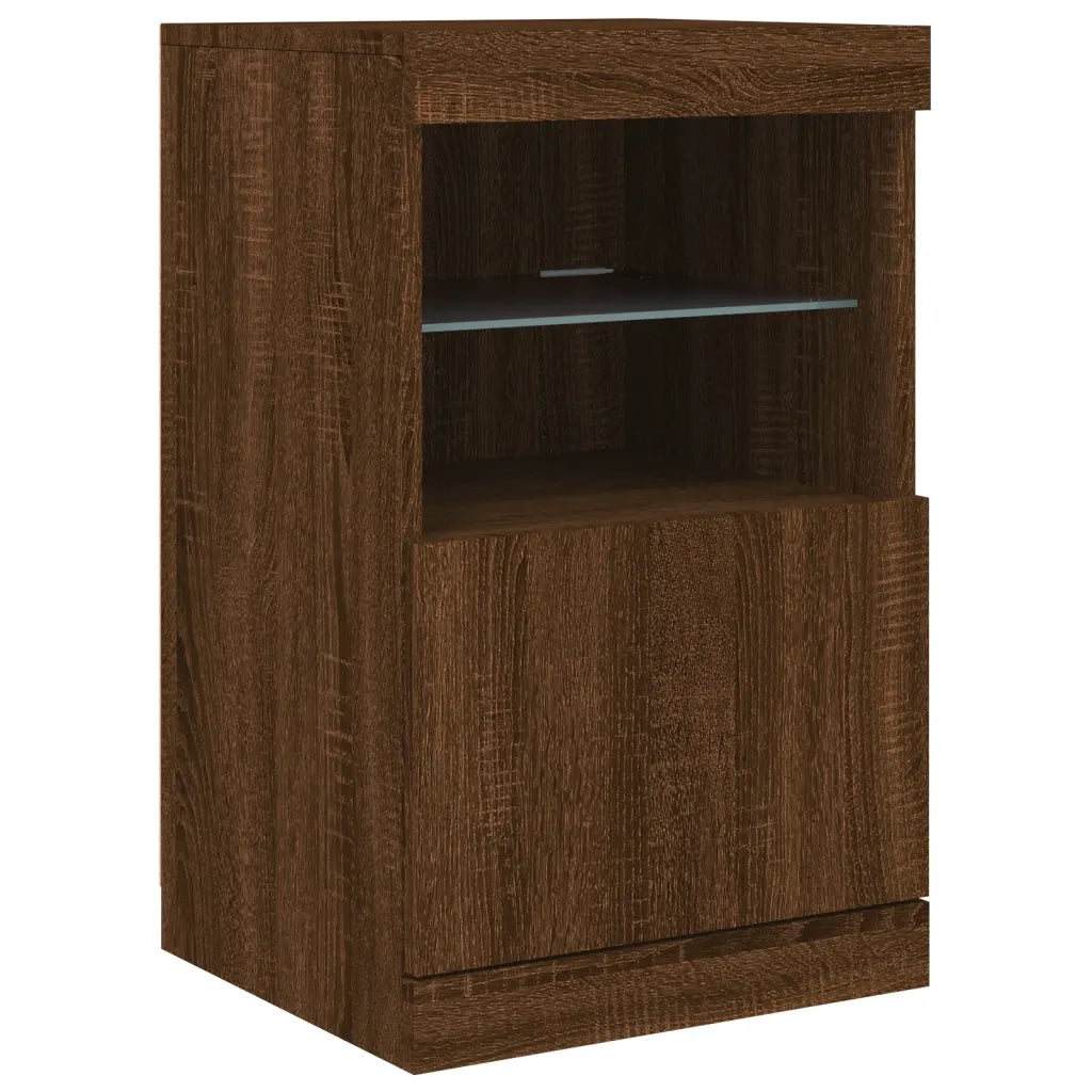 Credenza con Luci LED-Buffet-Armadio da cucina Rovere Marrone 41x37x67 cm 120131