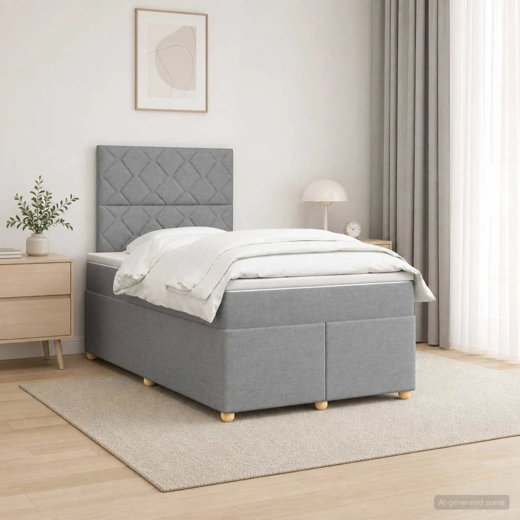 Letto box spring con materasso Grigio Chiaro 120 x 190 cm 3455308
