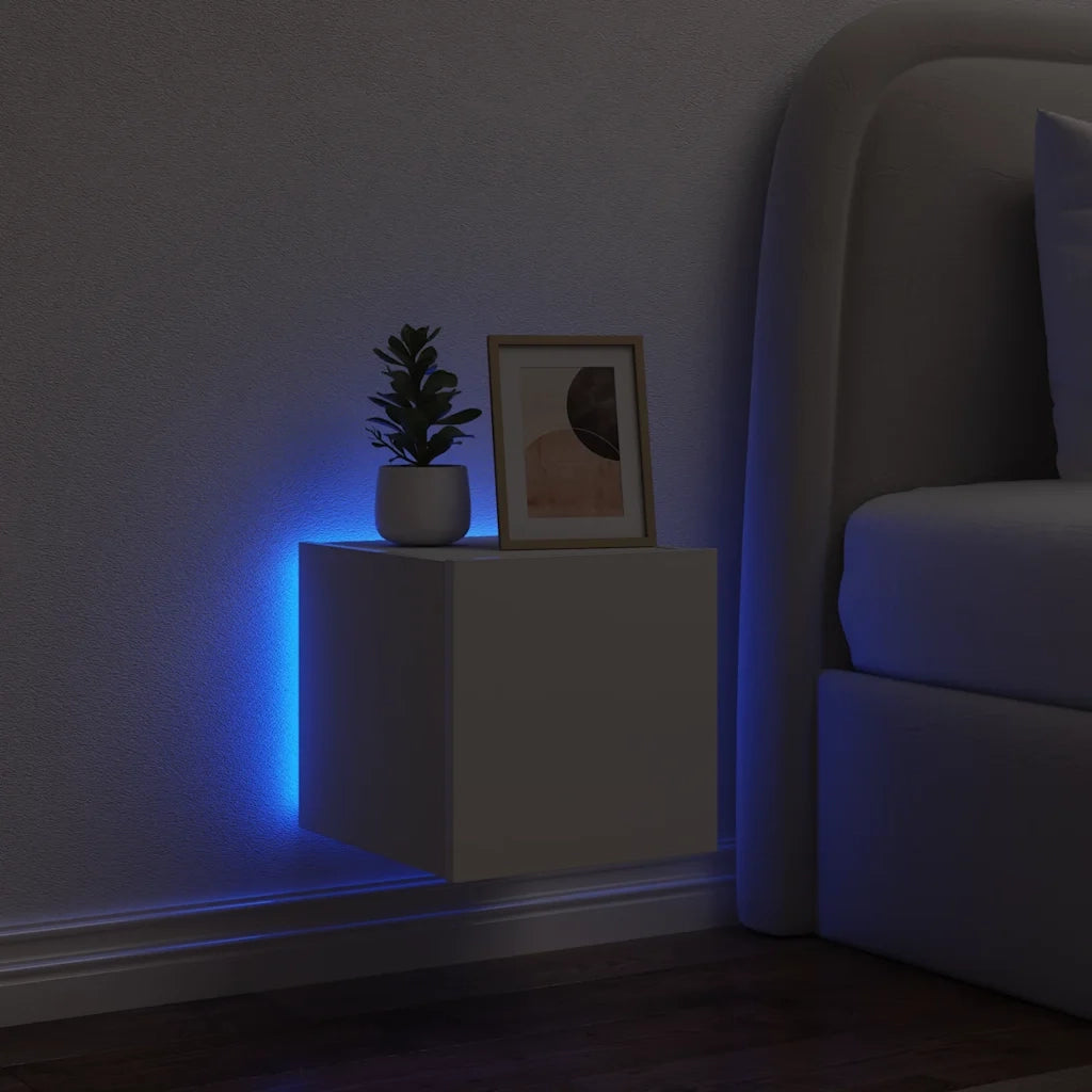 Mobile TV a Parete con Luci LED Bianco 30,5x35x30 cm 837218