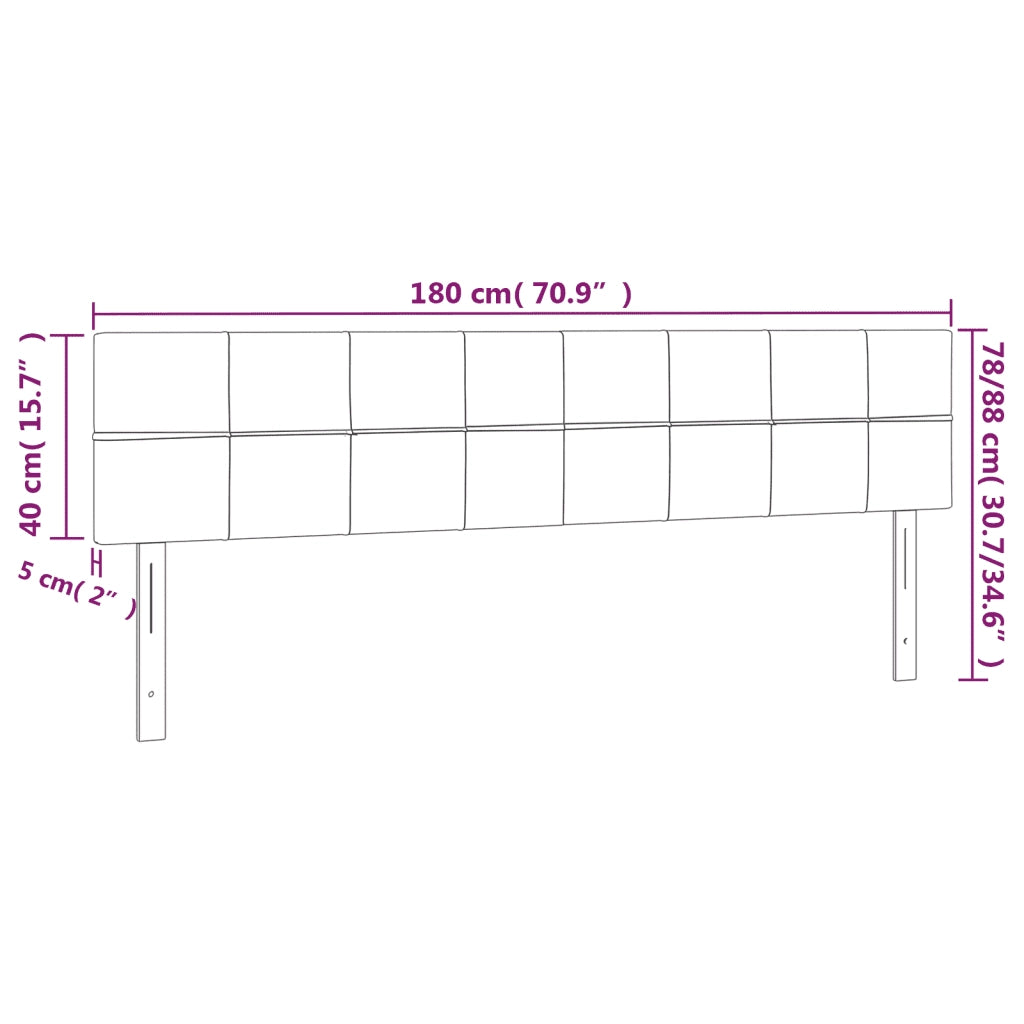 Testiera a LED-Testata con LED Marrone Scuro 180x5x78/88 cm in Tessuto 899244