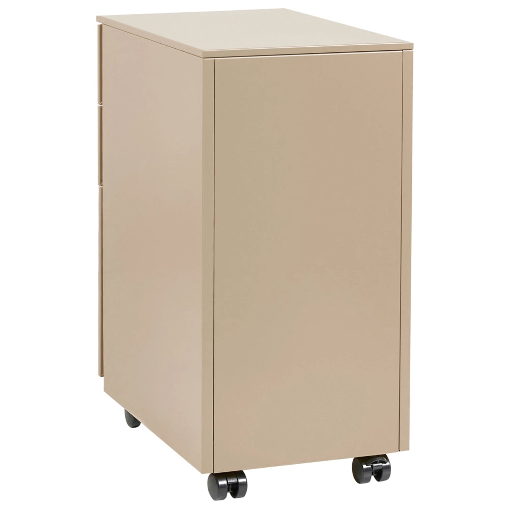 Mobiletto Portaoggetti in Metallo beige con 3 Cassetti con serratura a chiave e ruote industriali moderno Home Office Garage