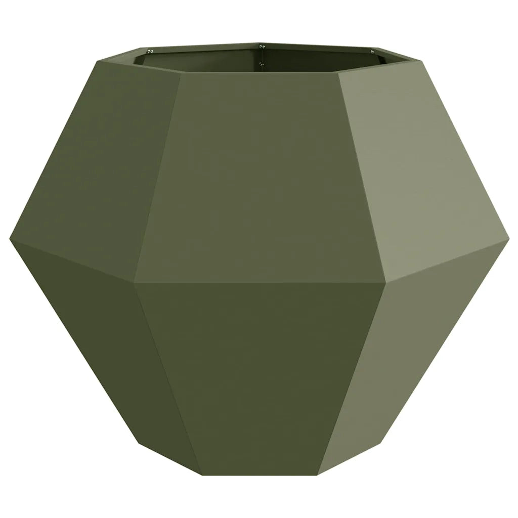 Fioriera 2 pcs Verde oliva 100 x 100 x 80 cm Acciaio