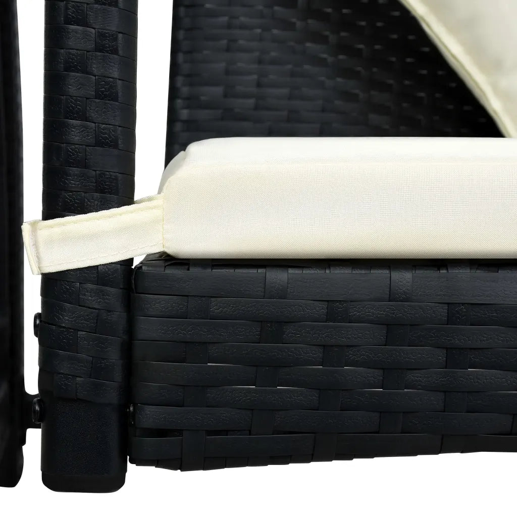 Dondolo da Giardino 3 Posti con Baldacchino in Polyrattan Nero cod mxl 60010