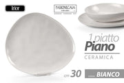 1 Pezzo Piatto Piano da Tavola Trior Bianco in Ceramica 30 cm
