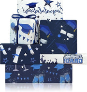 Pacco di imballaggio da 6 fogli blu e bianco con 1 rotolo di nastro blu - 50 x 70 cm per foglio