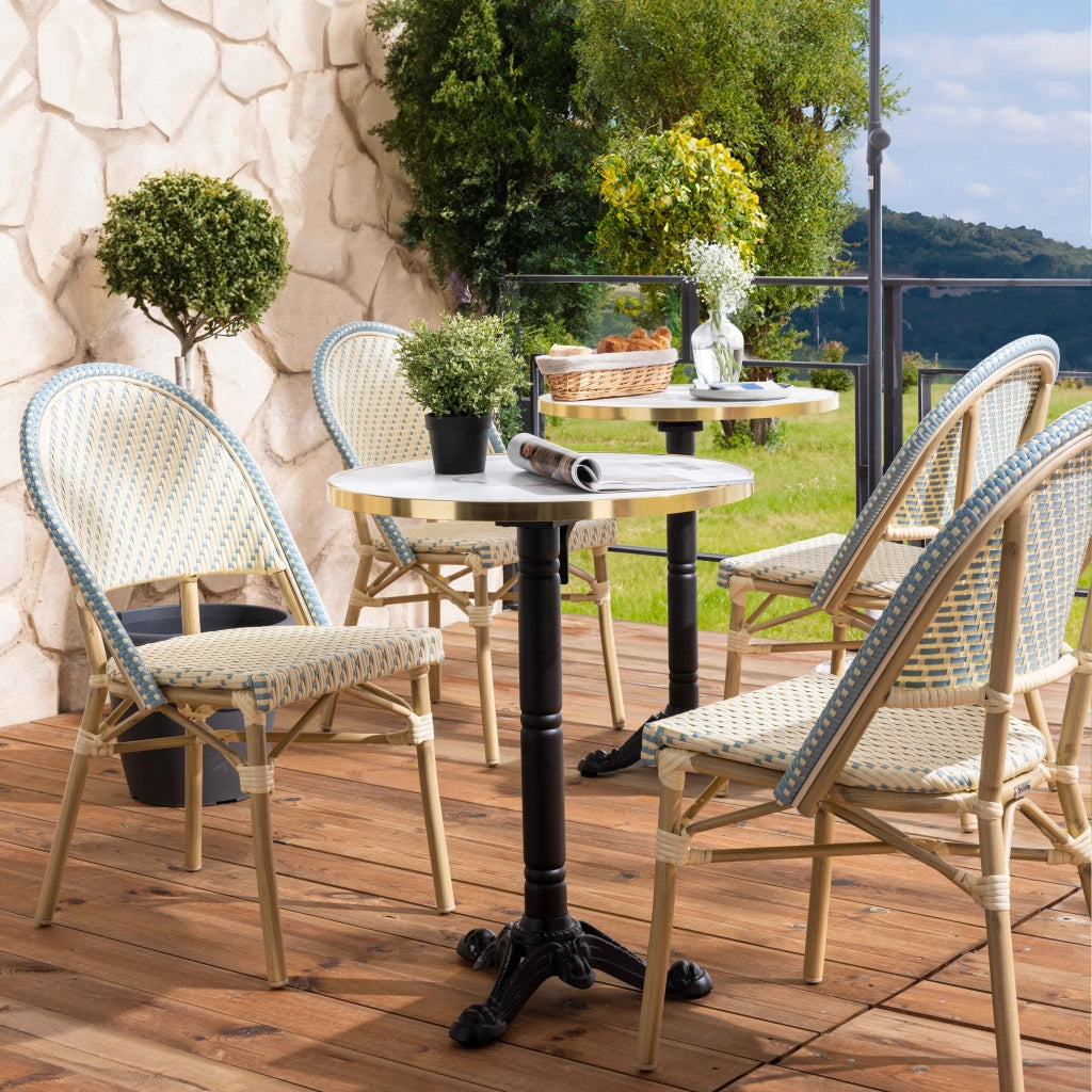 Sedia da giardino in rattan blu e alluminio