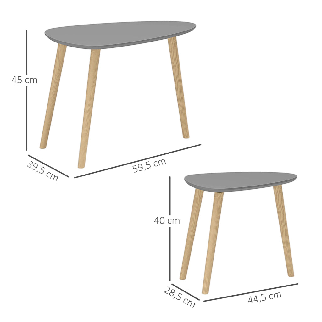 Tavolini nido ¨C zephmum ¨C 59.5x39.5x45 cm e 44.5x28.5x40 cm grigio e naturale legno