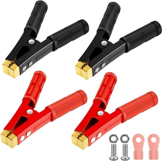 4 pezzi 1000 A klemme a krokodile in rame per batterie di auto cavo di avviamento (rosso e nero)