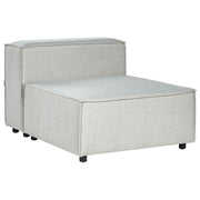Poltrona modulare 1 posto rivestimento lino grigio e gambe nere soggiorno stile moderno