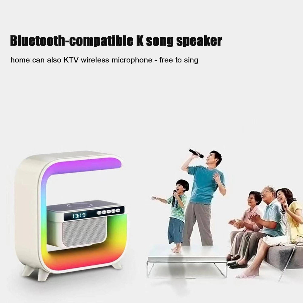 Trade Shop - Lampada Led Rgb Con Ricarica Wir Induzione Speacker Cassa A Forma Di G Quadrata -