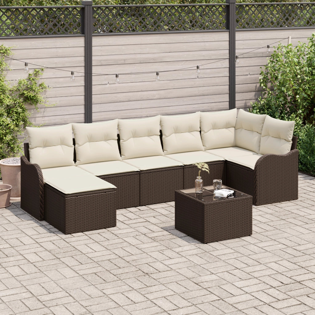 Set di SofÃ  da Giardino 7 Pezzi con Cuscini Rattan Poli Grigio