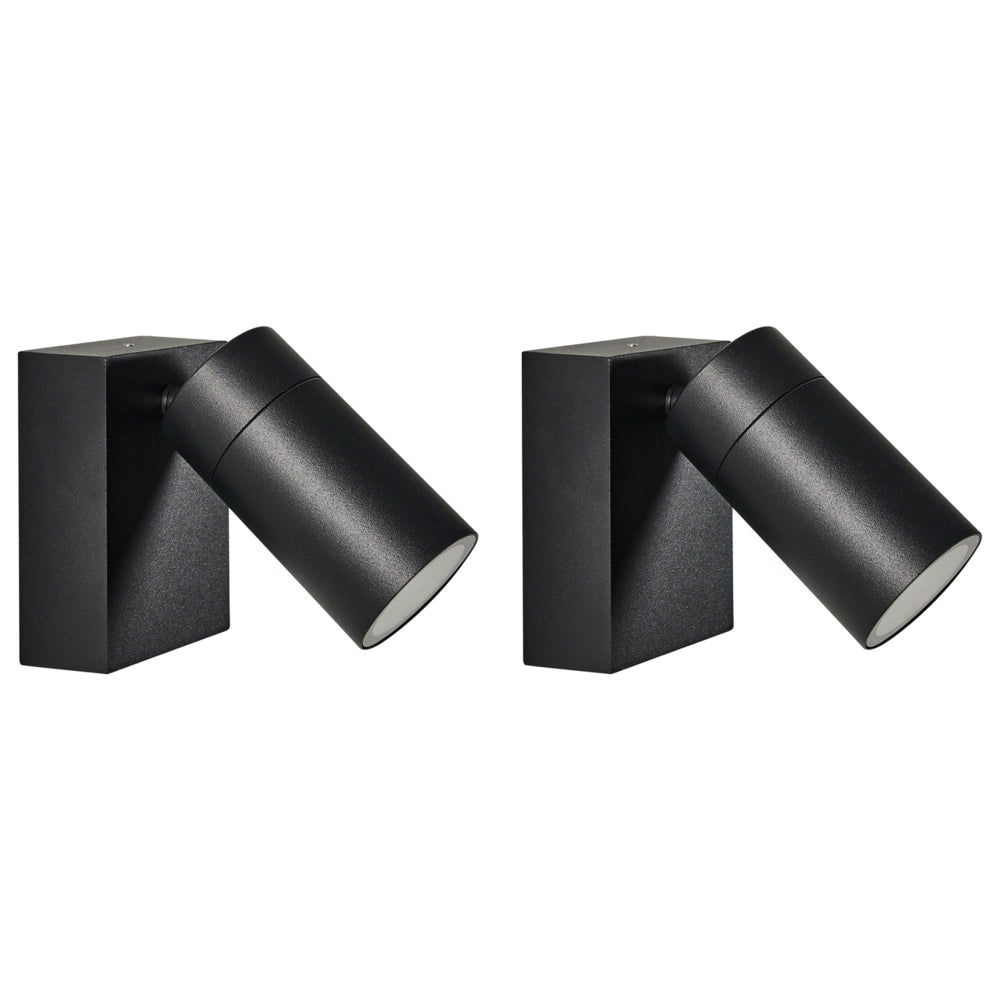 Set di 2 lampade da parete per esterni alluminio nero illuminazione moderna per esterni, alluminio