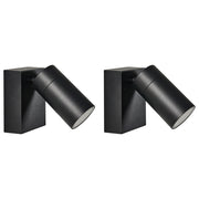 Set di 2 lampade da parete per esterni alluminio nero illuminazione moderna per esterni, alluminio