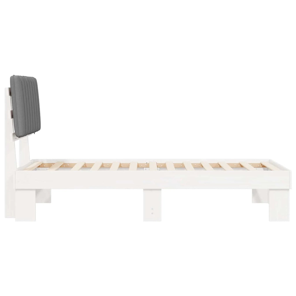 Letto con Testiera Rivestita Grigio chiaro 90 x 190 cm