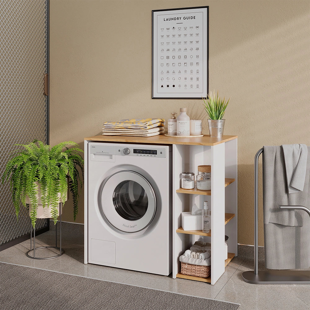 Mobile lavatrice Viktor Bianco/Rovere artigianale 93.6 x 88.2 cm Vicco