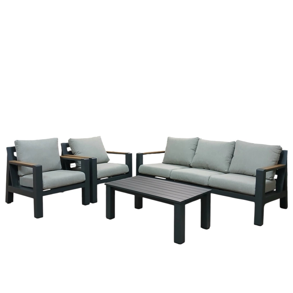SET SALOTTO KRISTIAN CON DIVANO POLTRONE NERO.