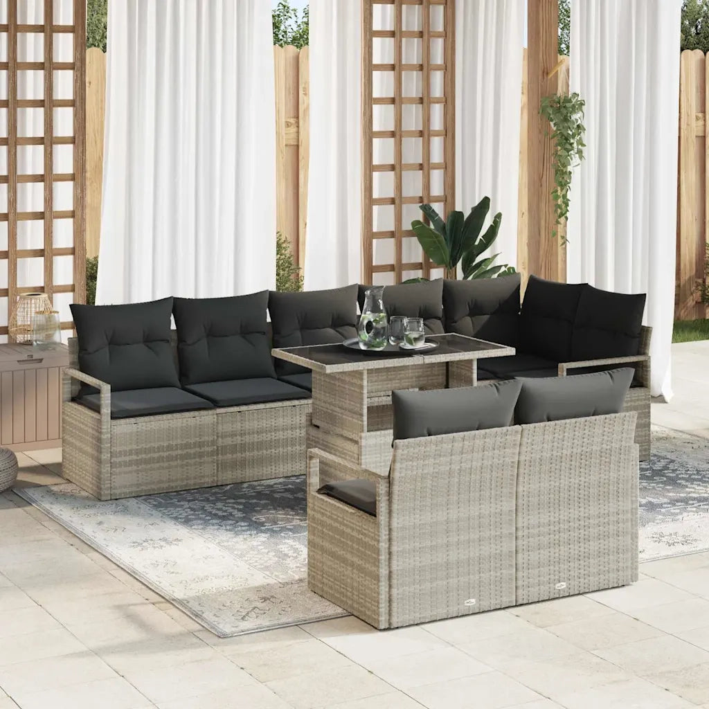 Set Divano da Giardino 9 pcs Grigio chiaro polyrattan 3348848