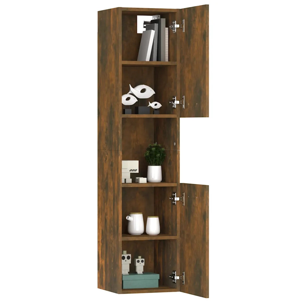 Armadietto Bagno | Armadio da bagno Rovere Fumo 30x30x130 cm in Legno Multistrato