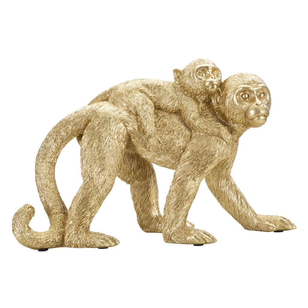 Scultura Scimmia 13, Oro, Poliresina, 29,5x11,5x18,5 cm