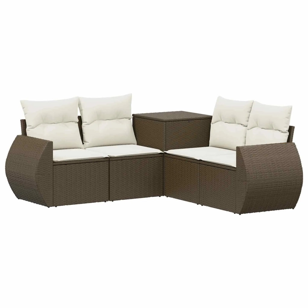 Set di divani 5 pz Marrone e Bianco Crema 3447894