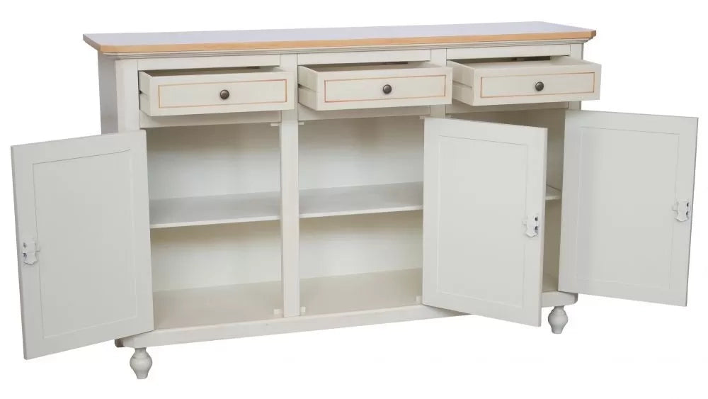 credenza 3 ante legno bianca decorata filo arancione 150x45x98 - Mobili 2G