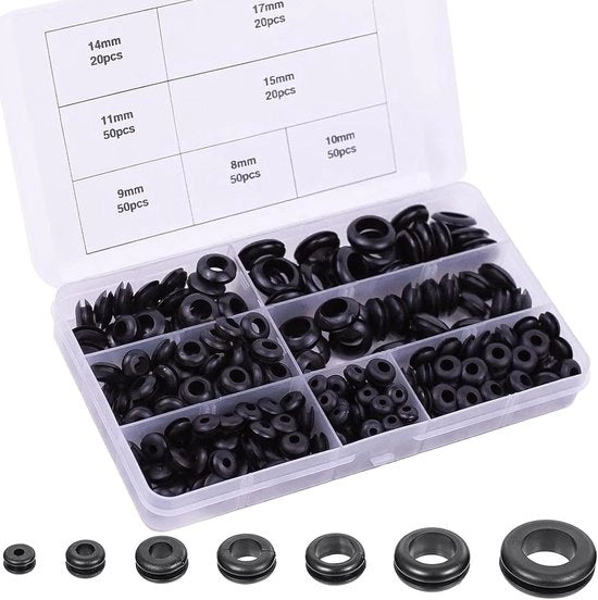 Cavi doorvoer in gomma - 260 pezzi - nero - diverse misure