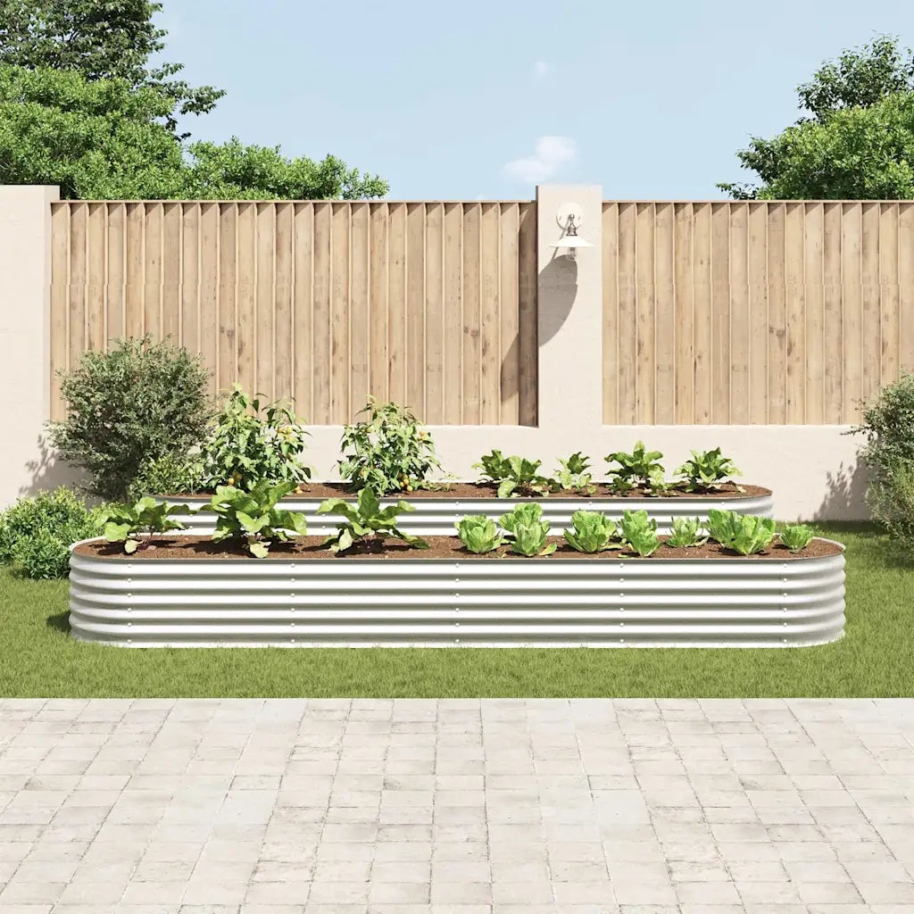 Fioriere | Cassetta per fiori | Letto Rialzato Giardino 400x80x44 cm in Acciaio Zincato Argento