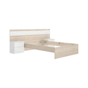 Letto matrimoniale Haima, Sommier per camera da letto, Giroletto per stanza, Struttura porta materasso, 267x205 h96 cm, Rovere e Bianco