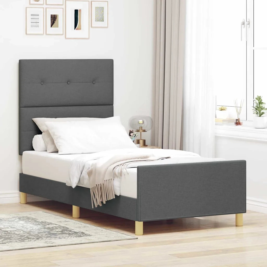 Struttura del letto Grigio scuro 100 x 200 cm Tessuto 3344705