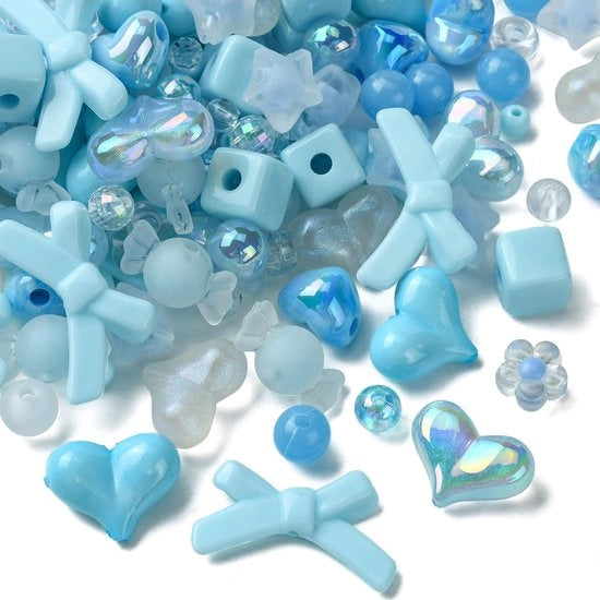 Cordone Acrilico - 180 pezzi di Forme Miste - Cuore/Fiori/Stella/Rondelle - Cordone di Spaziatura in Plastica - Per Creare Gioielli a Mano - Diverse Dimensioni - Gioiellini in Cordone