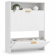 Scarpiera 80x24x102，5 cm bianca， 2 ribalte， per ingresso stretto