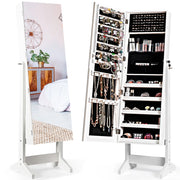 Mobile portagioielli indipendente in MDF 41 x 36,5 x 146 cm con specchio basculante e spazio di archiviazione sicuro design bianco 20_0017120