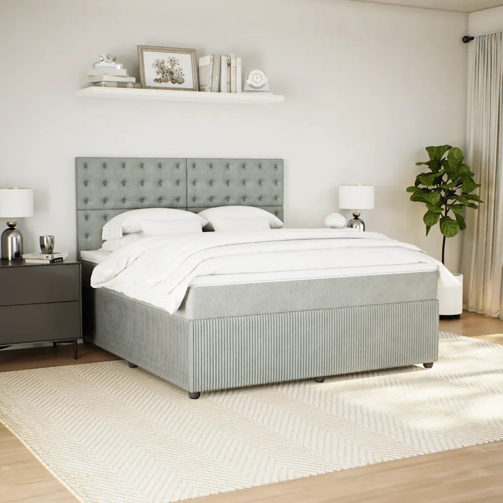 Giroletto a Molle con Materasso Grigio Chiaro 180x200cm Velluto 3294718