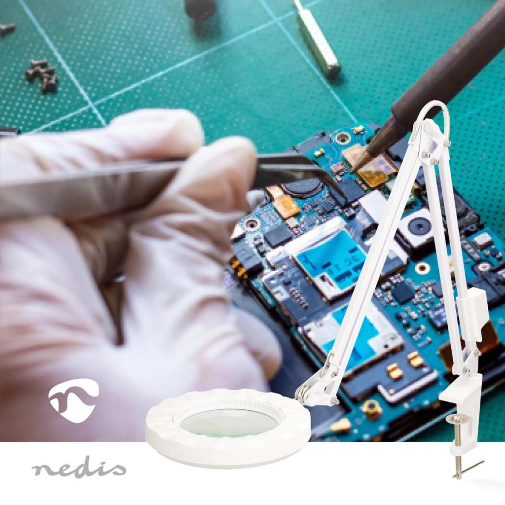 Lampada di ingrandimento a LED da 6W 700lm 6500K con morsetto di montaggio Bianco Nedis