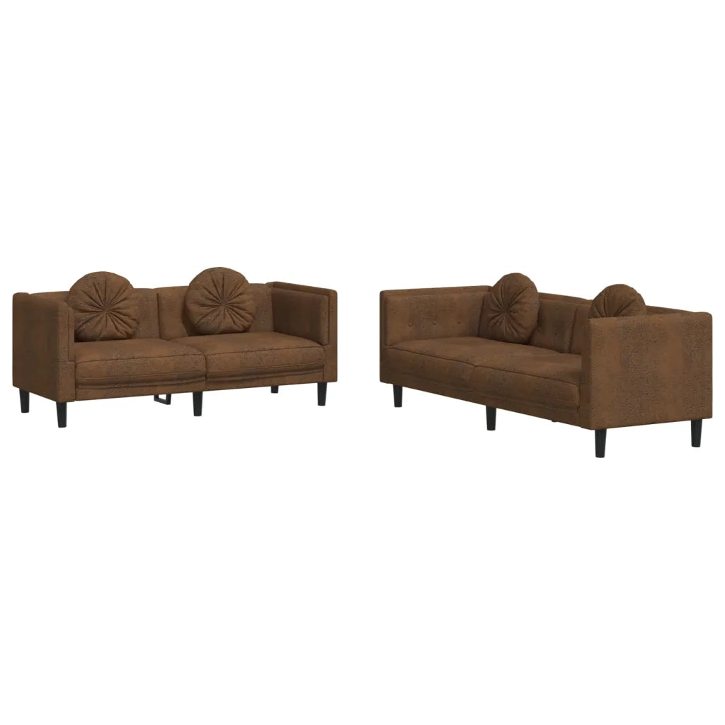 Set di Divani 2 pz con Cuscini Marrone in Vellutocod mxl 92117