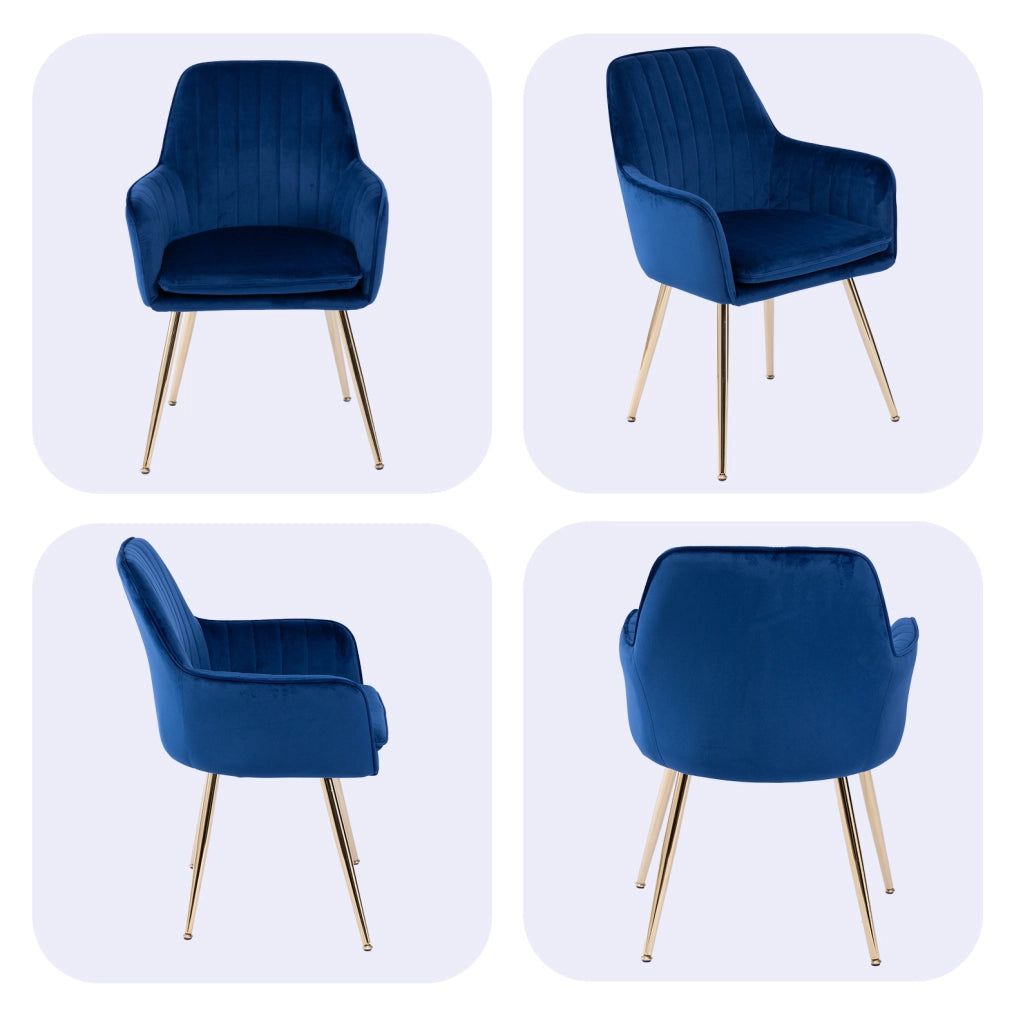 Set di 2 sedie da pranzo blu 57,9 x 57,9 x 85,9 cm con braccioli