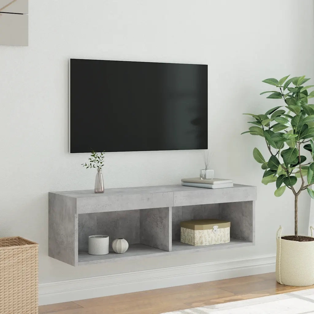 Mobile Porta TV con Luci LED-Credenza per TV Grigio Cemento 100x30x30 cm